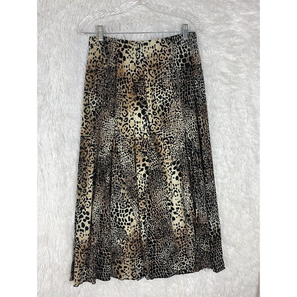 Chico's Womens Leopard Cheetah Print Animal Skirt Midi A line Size 1 - Picture 4 of 7